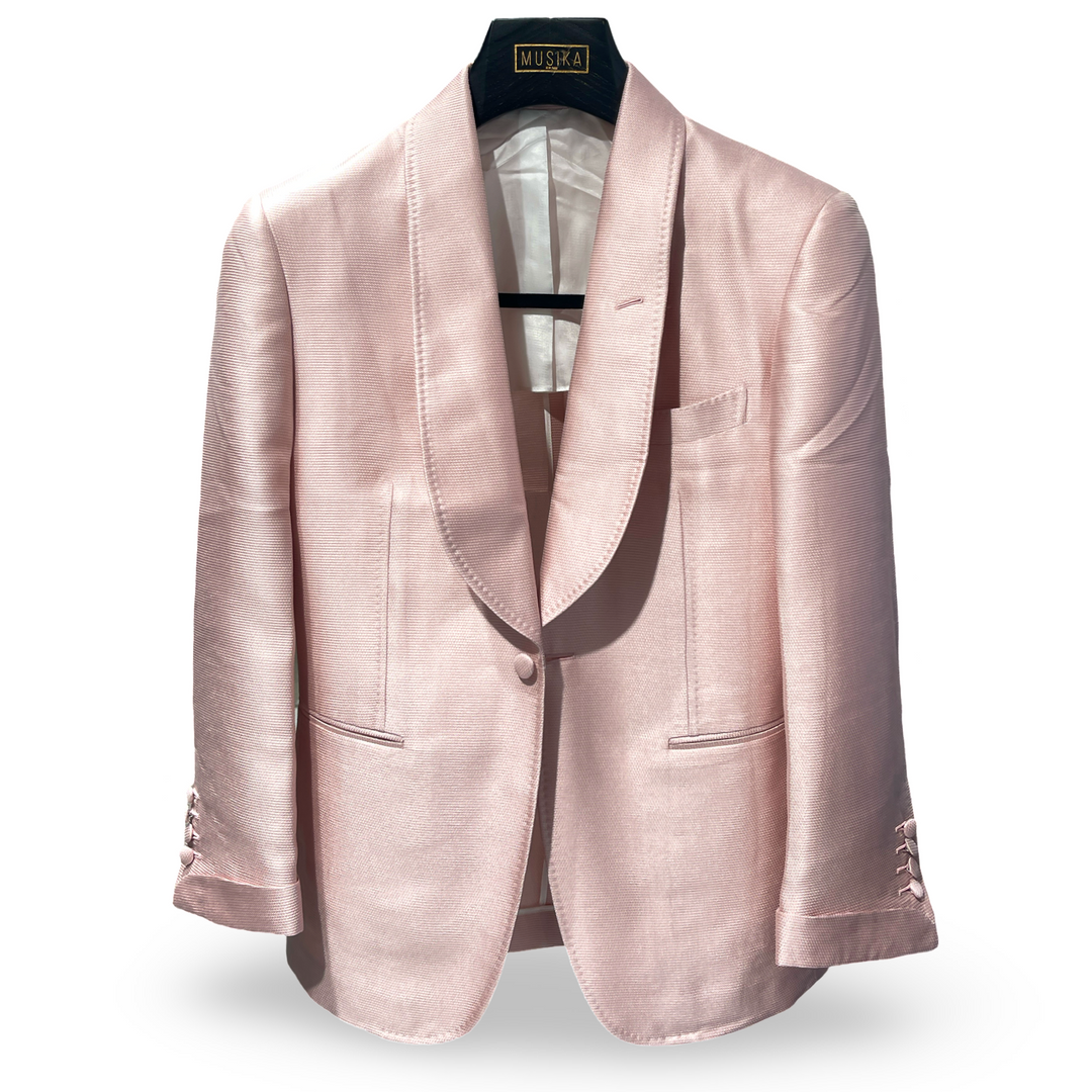 Crepe Pink Italian Imported Textured Mikado "Shawl Lapel" 1B Dinner Jacket
