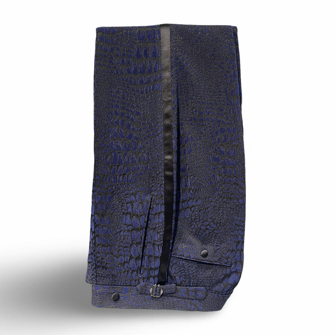 Navy Croc Embossed Italian Imported Silk Brocade" Benton Peak Lapels" 1B Tuxedo