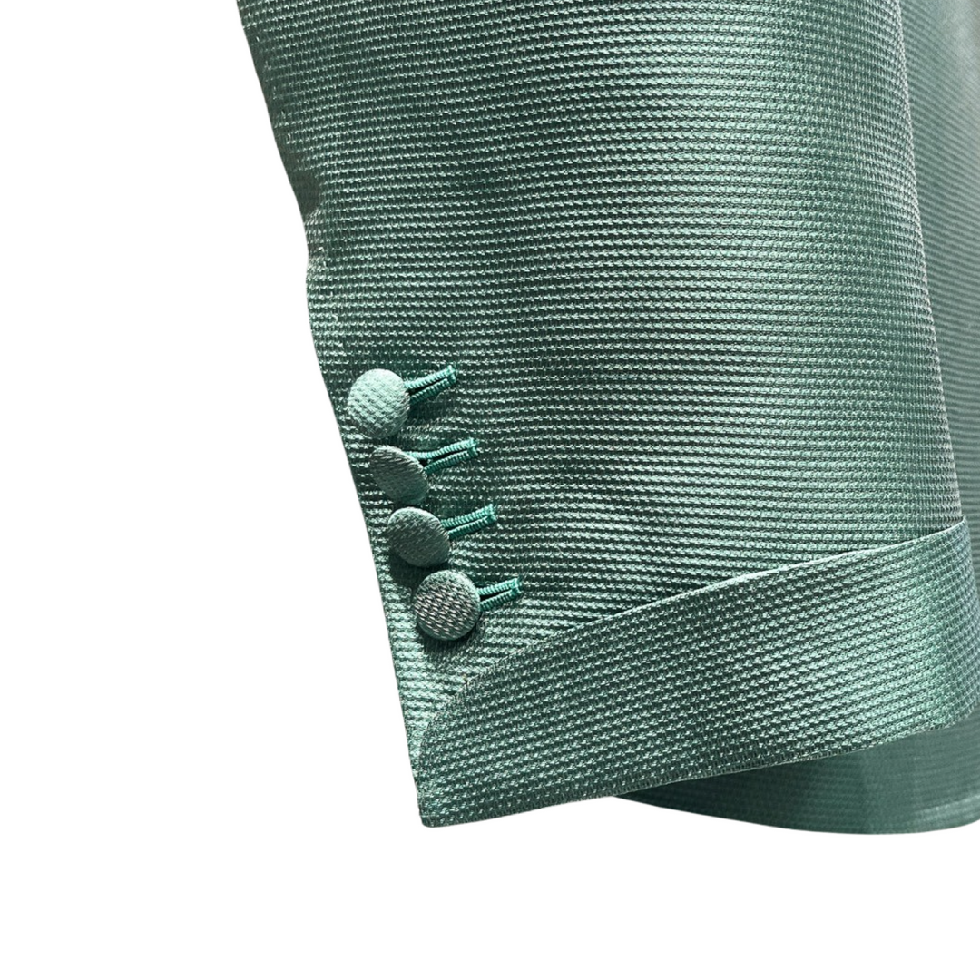 Teal Italian Imported Raw Silk Fabric "Shawl Lapels" 1B Dinner Jacket