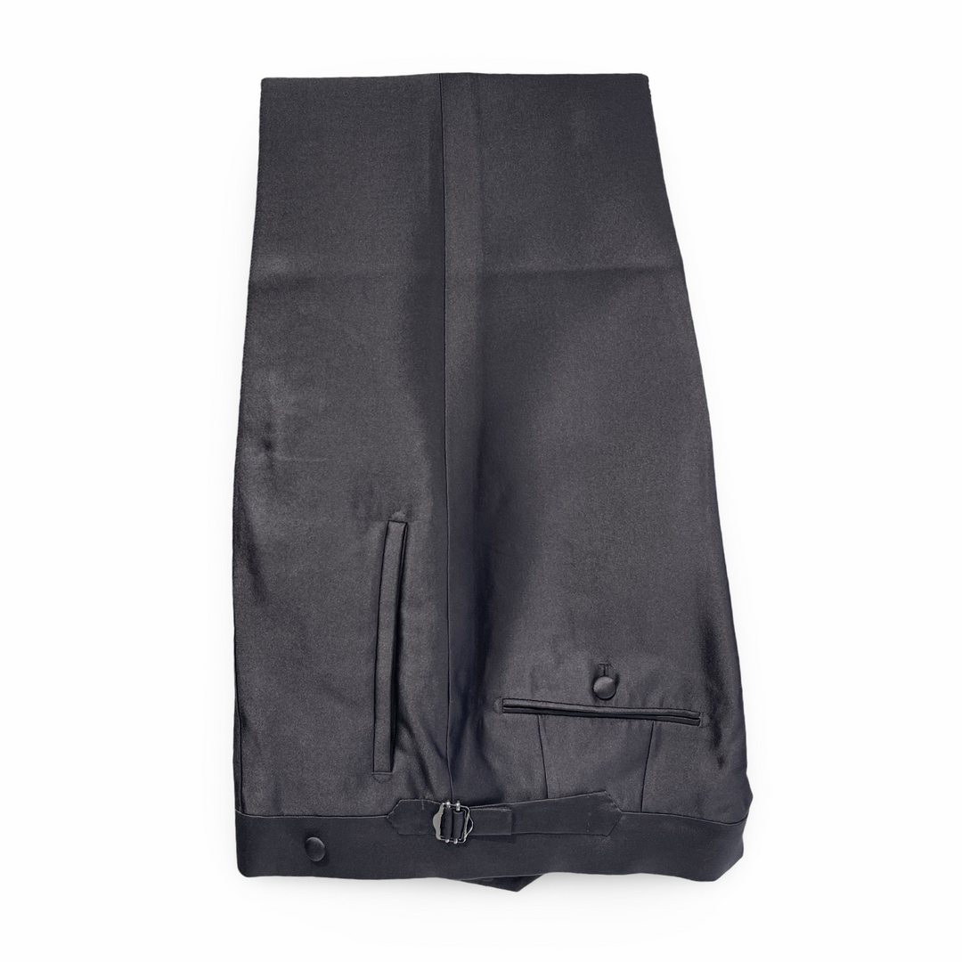 Midnight Black Italian Imported "Benton Peak Lapel" 1B Silk/Wool Suit