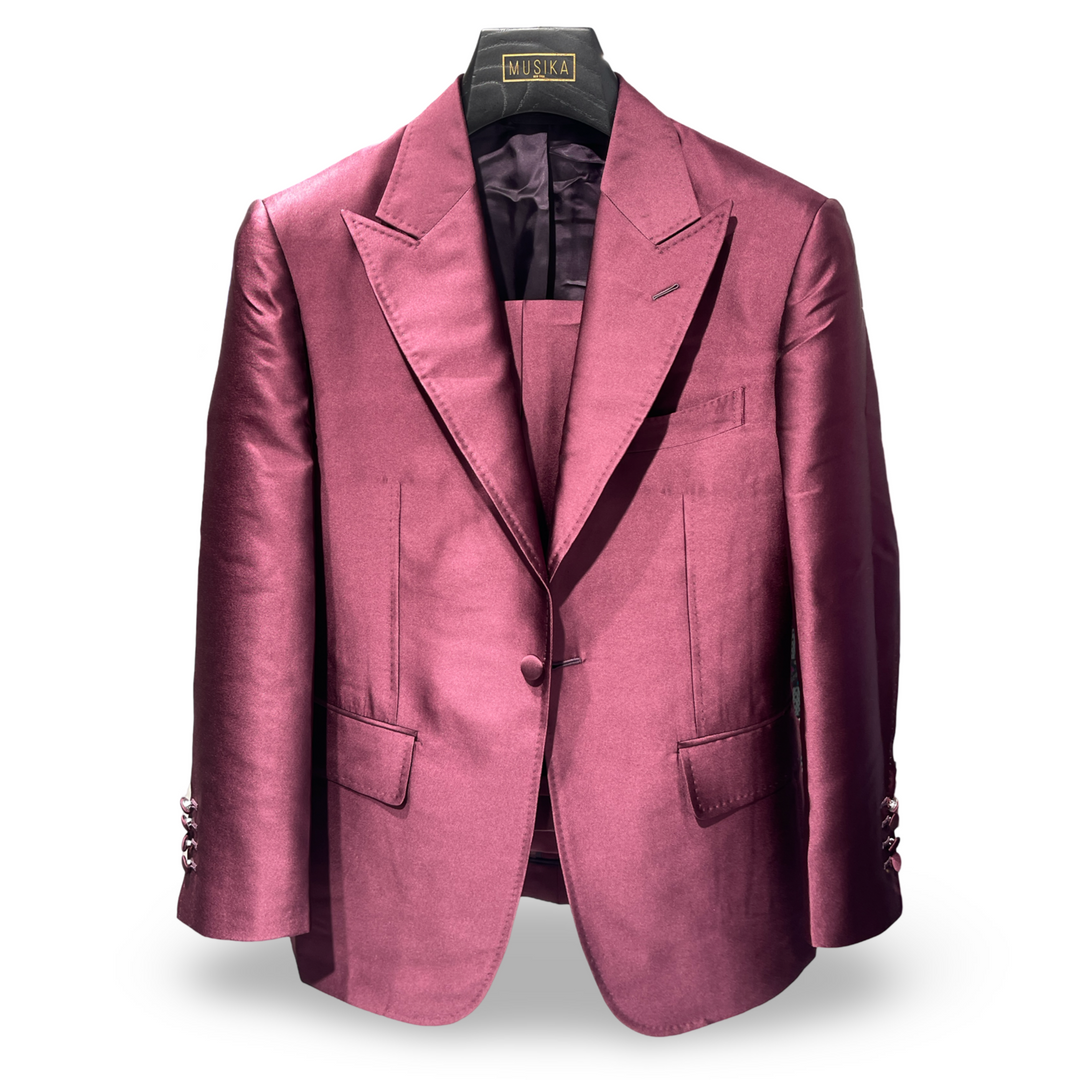 Black Raspberry Italian Imported Mikado "Benton Peak Lapes" 1B Suit