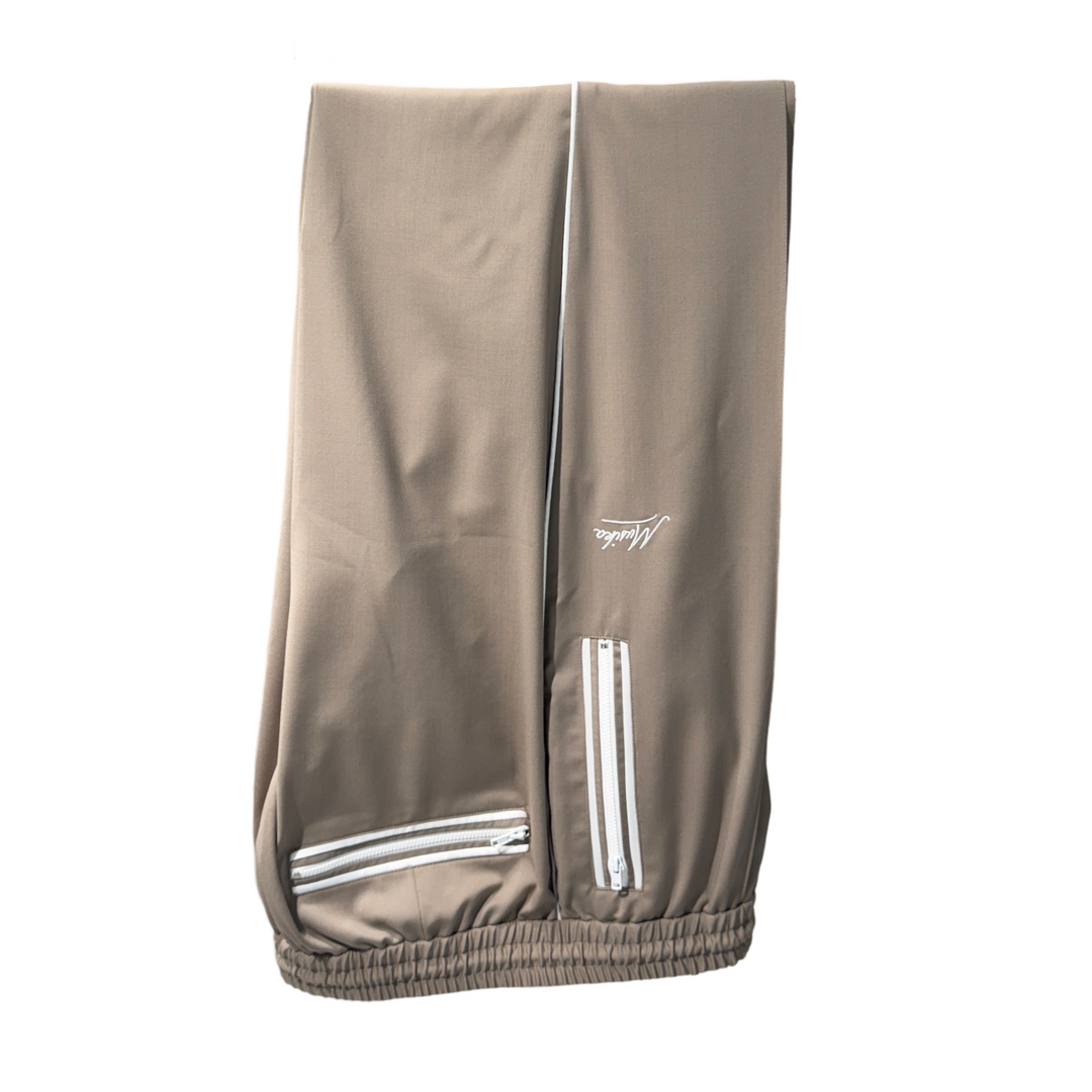 Latte Caramel Italian Imported Tropical Wool Blouson Jacket Trackset