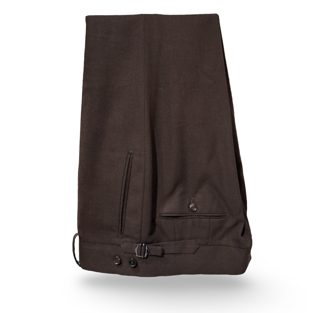 Chocolate Italian Imported Natural Stretch Open Weave "Benton Peak Lapels" 1B 2-Piece Suit