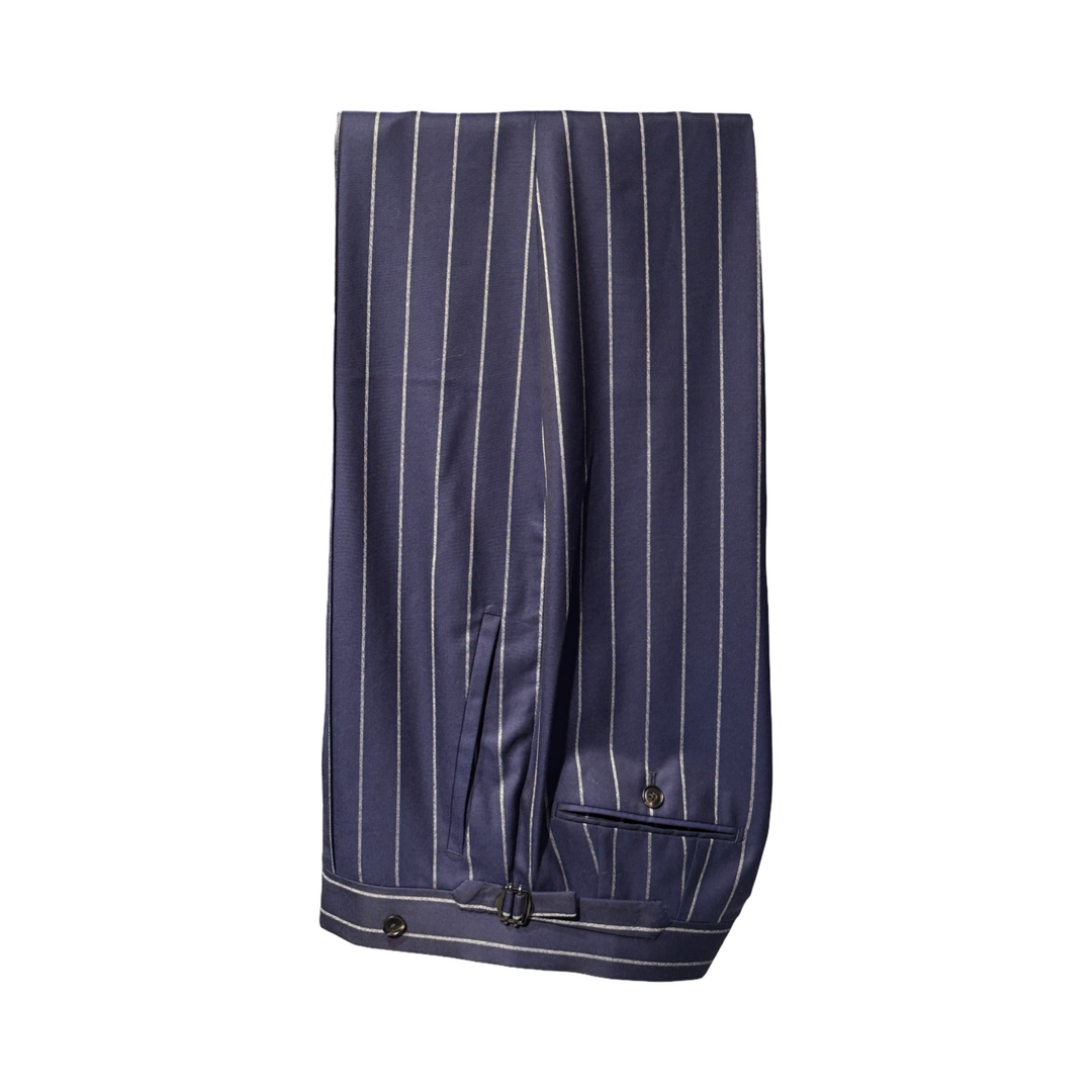 Navy Chalk Stripe Italian Imported Wool "Benton Peak Lapels" 1B 3-Piece Suit