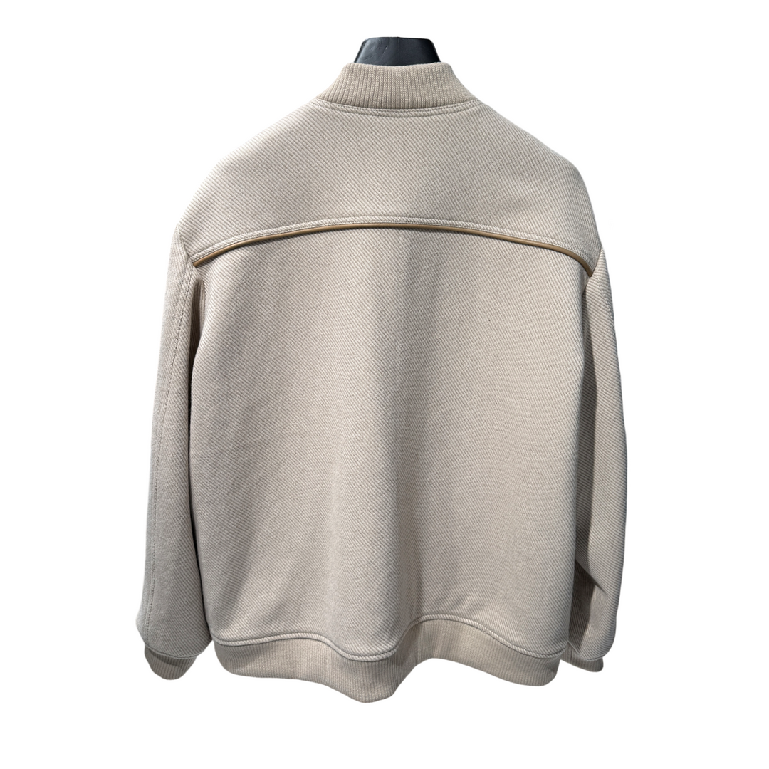 Sand Italian Imported Super Wool Cashmere Blend Baseball Bomber Jacket