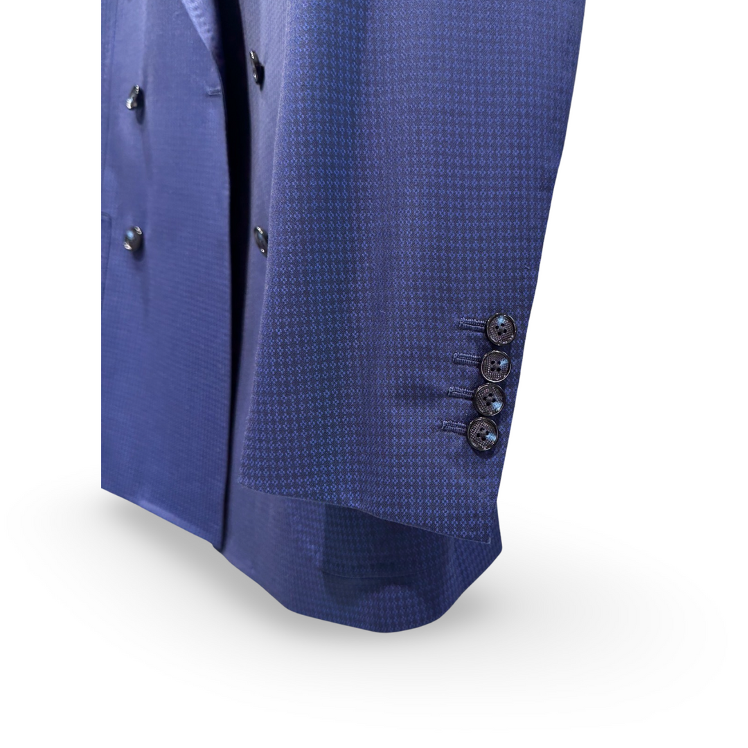 Blue Digital Diamond Weave “Benton Peak Lapels” Italian Imported Super 160s Suit