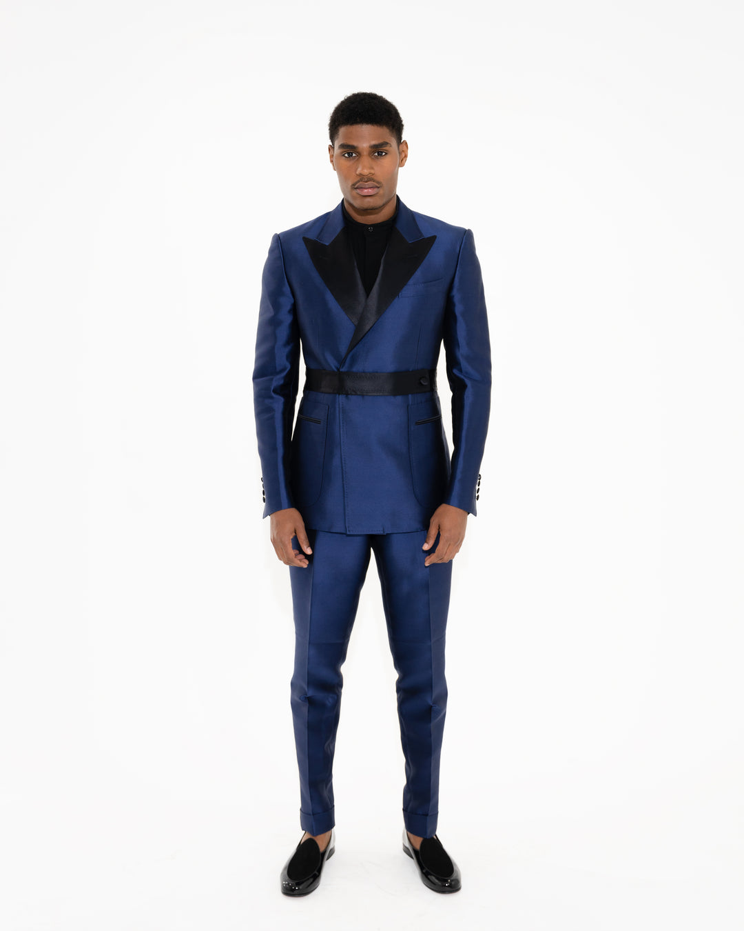 Royal Blue “Benton Peak Lapel” Strap DB Silk/Wool Tuxedo