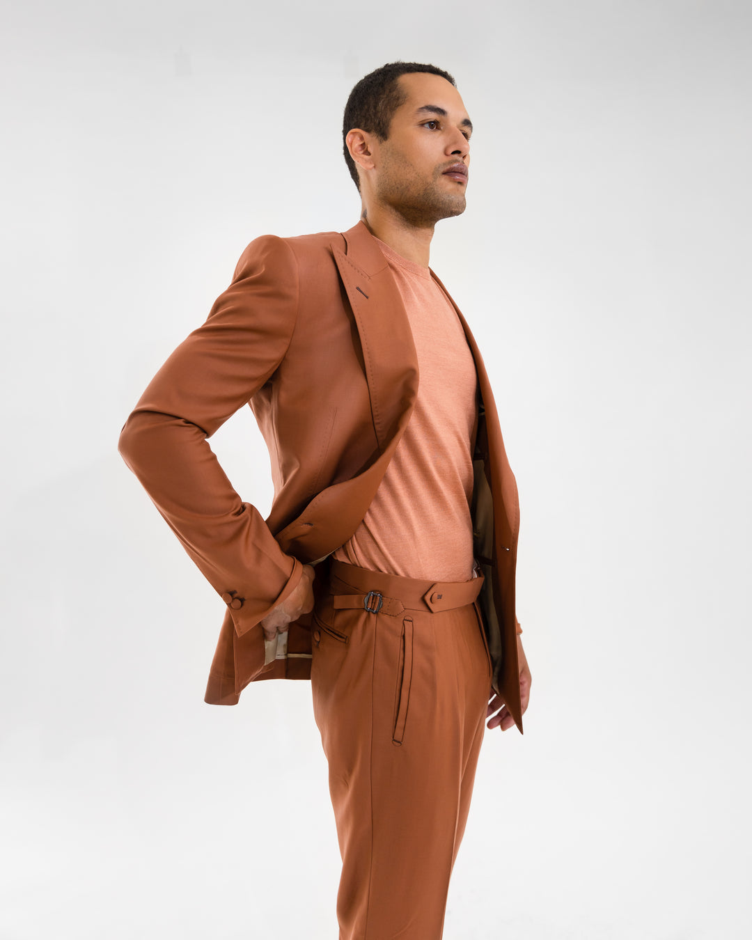 Vintage Orange “Benton Peak Lapels” 2B DB Tropical Super 140 Wool Suit