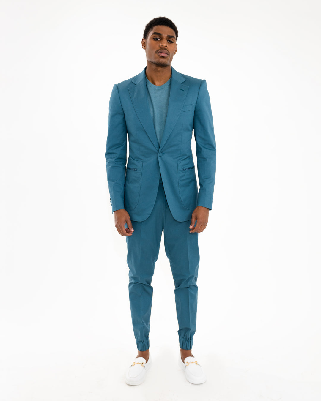 Ocean Green “Pentodin Notch Lapels” 1B Cotton Stretch Suit
