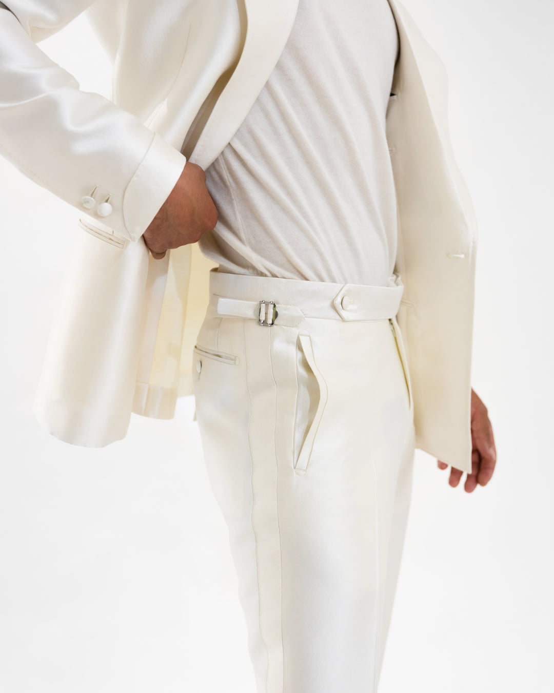 Candido White “Benton Peak Lapels” 2B DB Silk/Wool Tuxedo