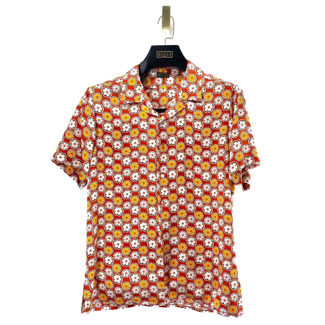 Burnt Orange Mango Floral Print Shirt