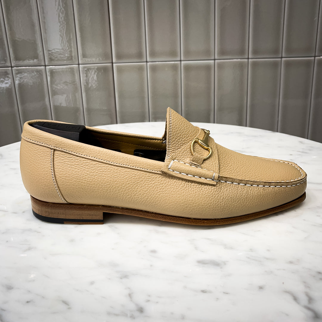 Sand Full Grain Stretch Goodyear Welt Gold Horse-Bit Havana Loafer