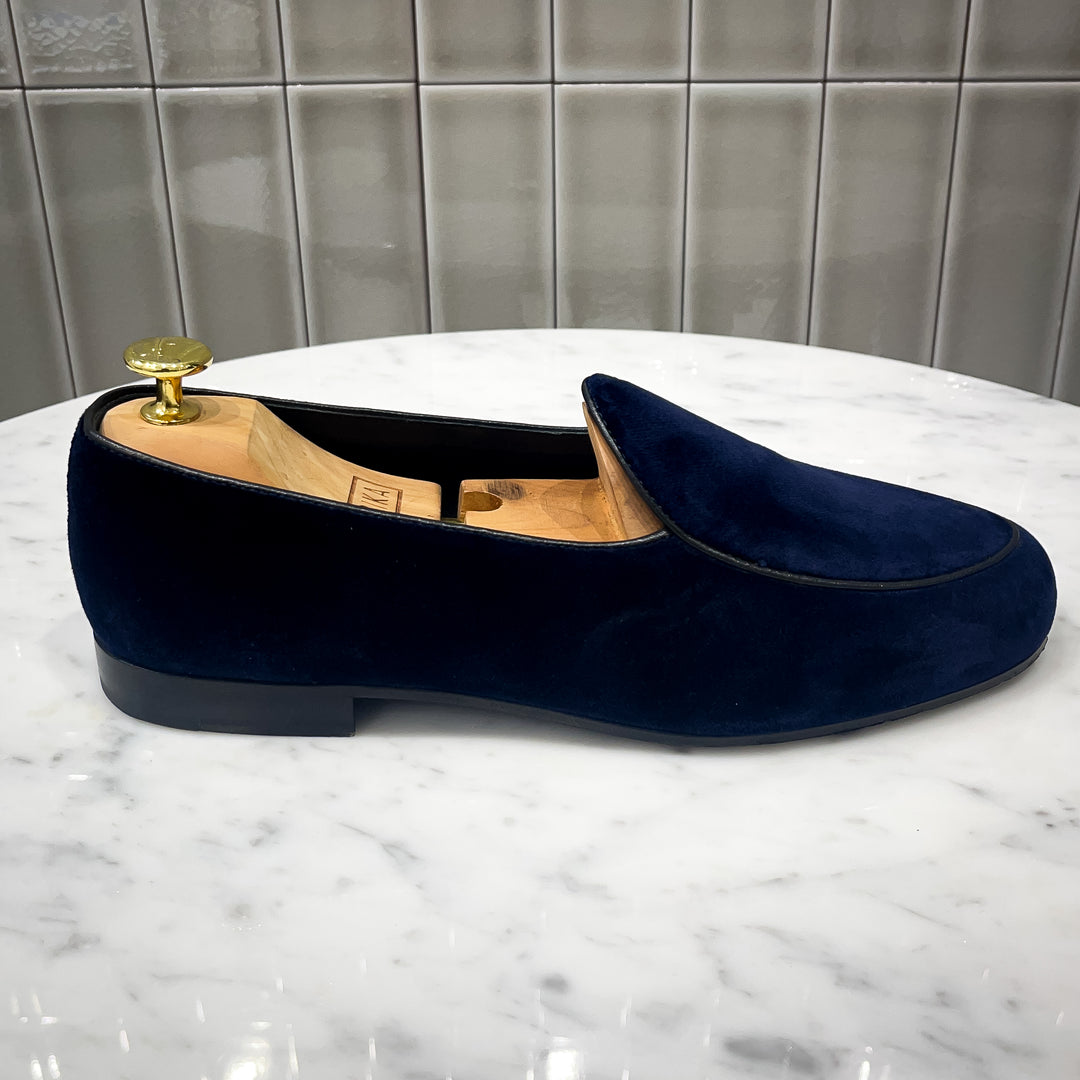 Navy Velvet Belgian Loafer