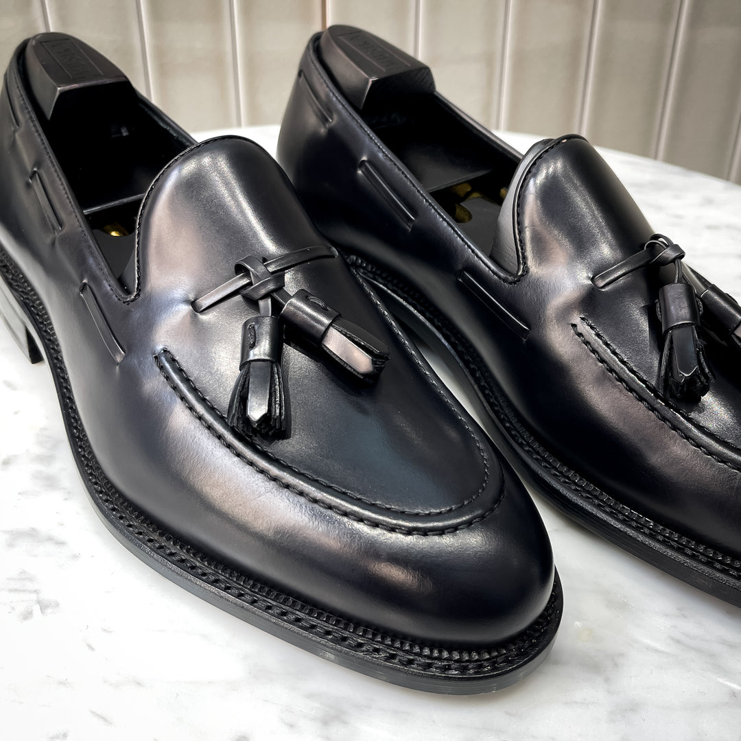 Black Polished Calf Spanish Made Tassel Loafer