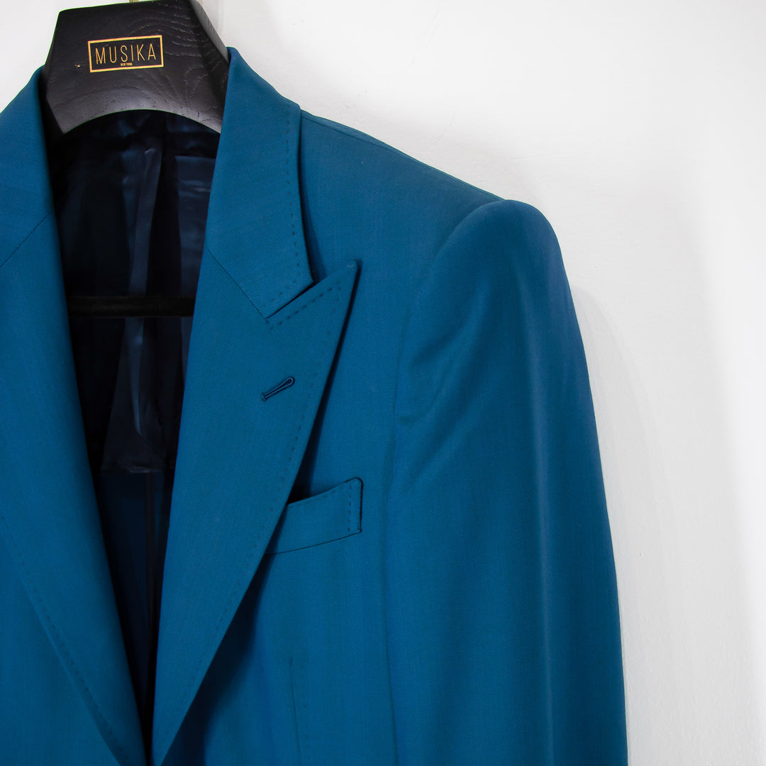 Teal Green “Benton Peak Lapels” 1B Super 160 Wool Suit