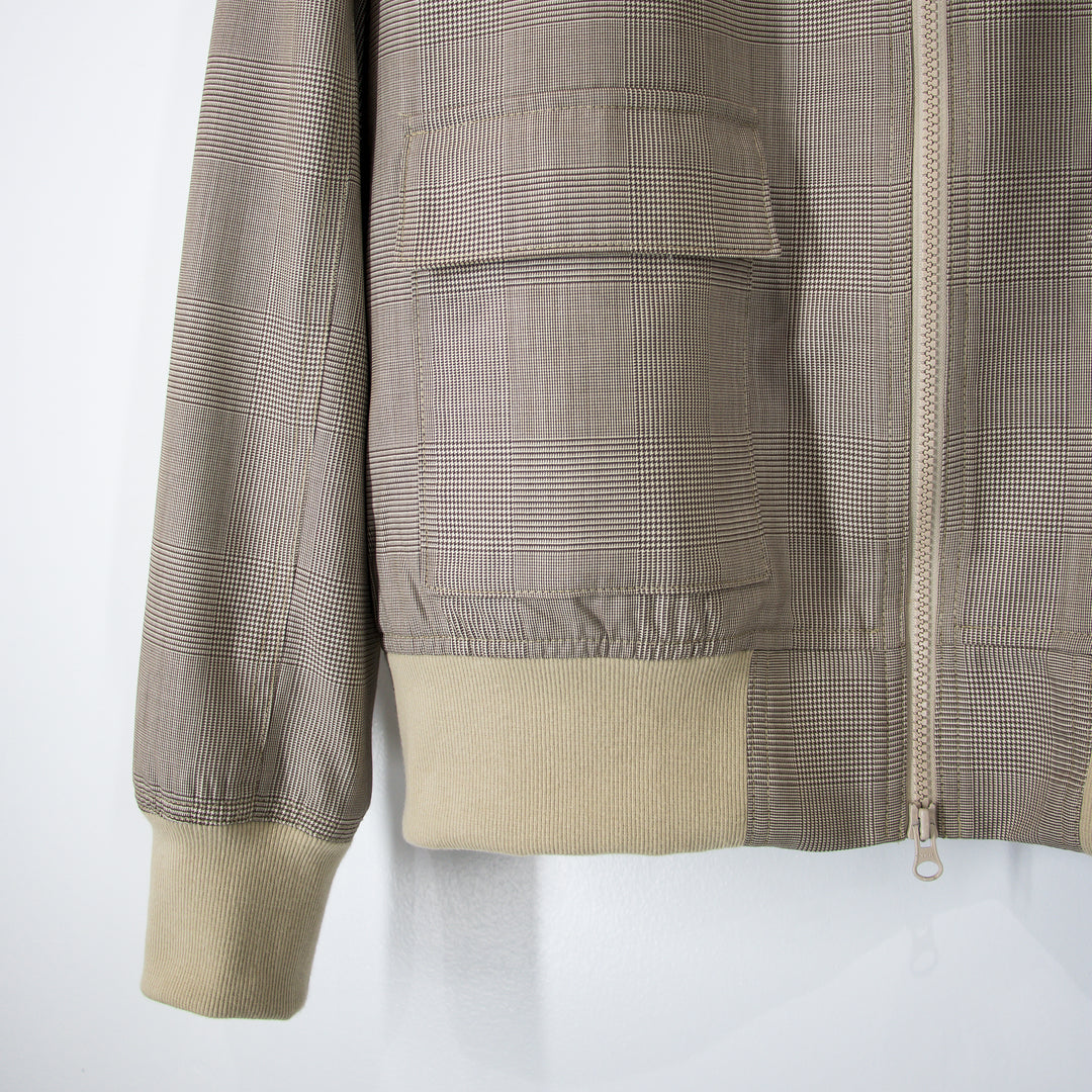 Sand Beige Oversized Pockets Super 160 Wool Bomber Jacket