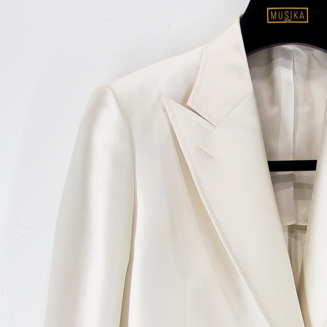 Candido White “Benton Peak Lapels” 2B DB Silk/Wool Tuxedo