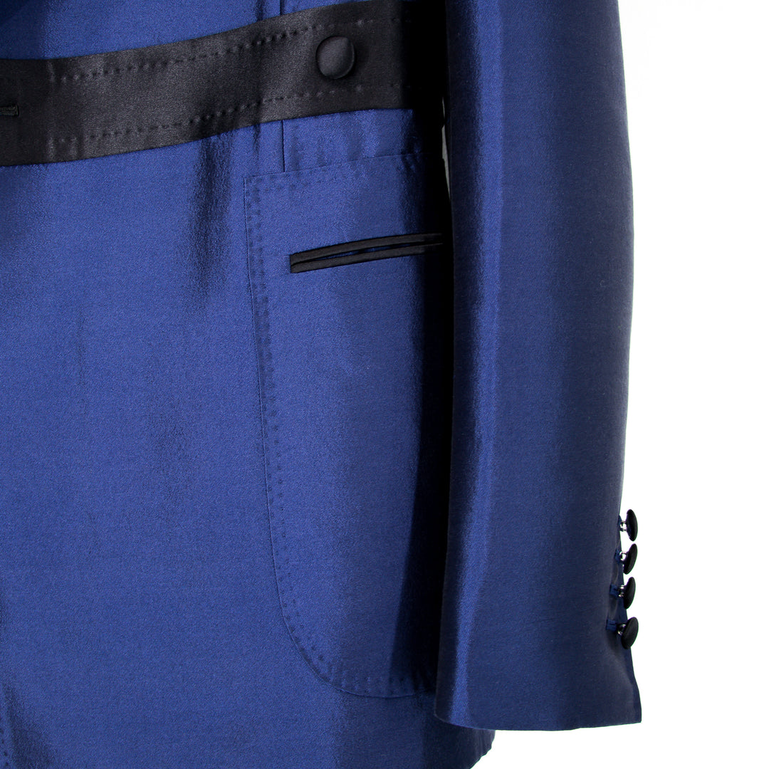 Royal Blue “Benton Peak Lapel” Strap DB Silk/Wool Tuxedo