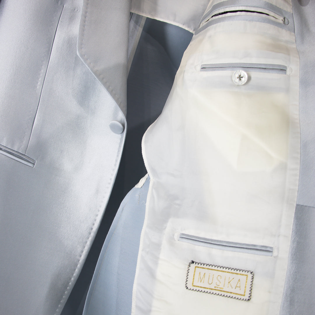 Air Blue “V-Shawl Lapel” Self Treatment 1B Silk/Wool Tuxedo
