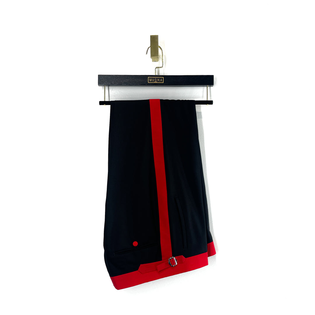 Crimson Red and Black Contrasting Wool Suit