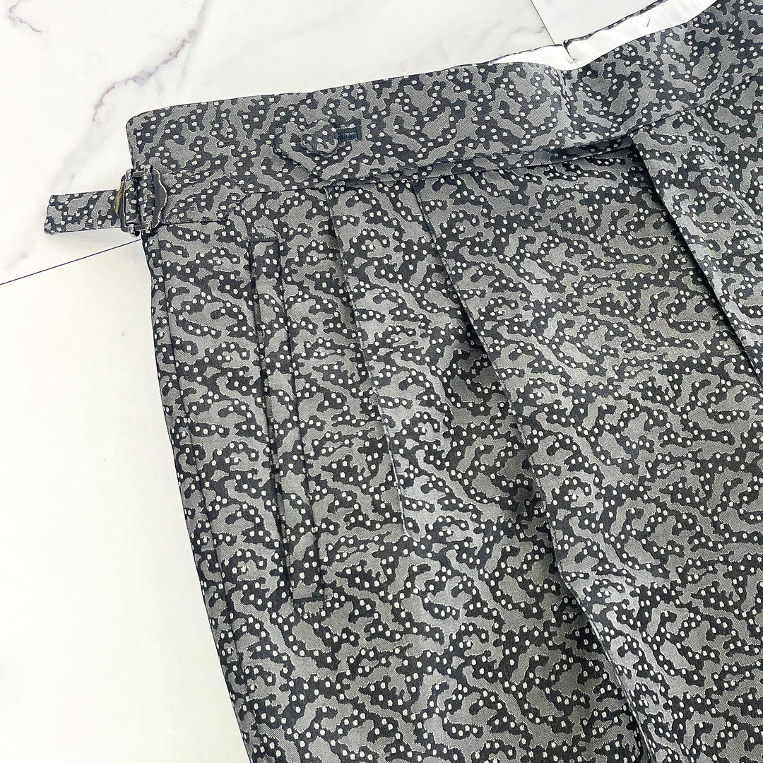 Charcoal and Black Digital Patterned Silk Wool 2B DB Tuxedo